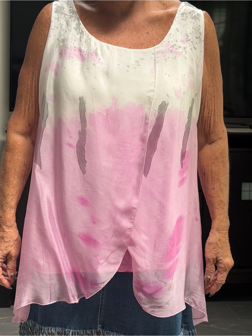 Light Pink & White Watercolor Sleeveless Camisole